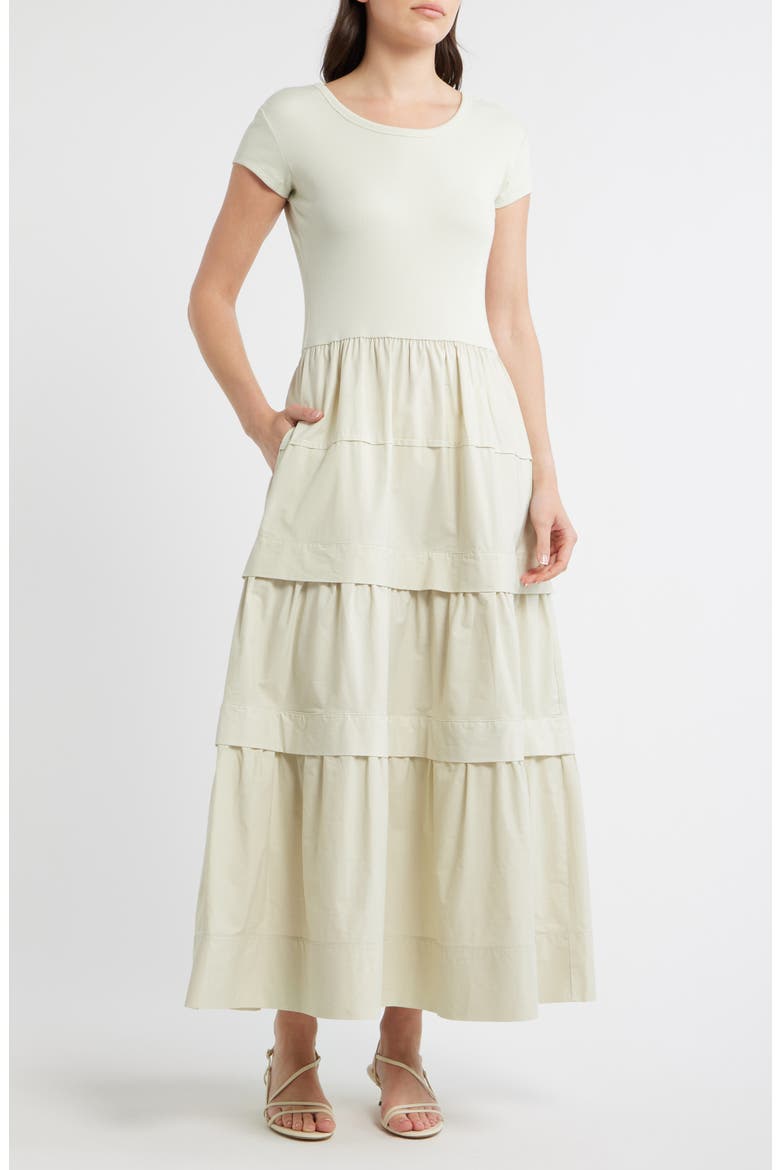 Tiered Midi Dress, Main, color, GUAVA LEAF