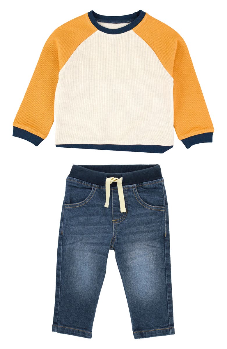 RuggedButts Raglan Sweatshirt & Pull-On Jeans Set, Main, color, 
