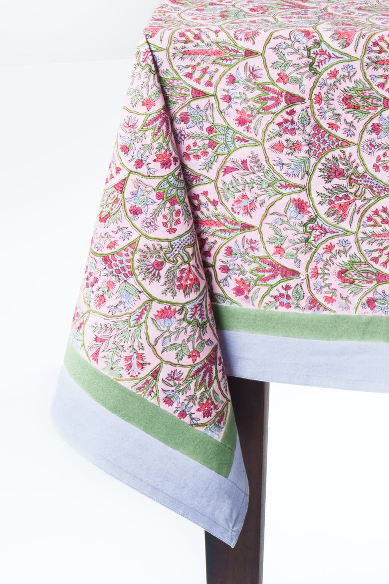 Pink Arch Blockprint Tablecloth, Alternate, color, 70x120