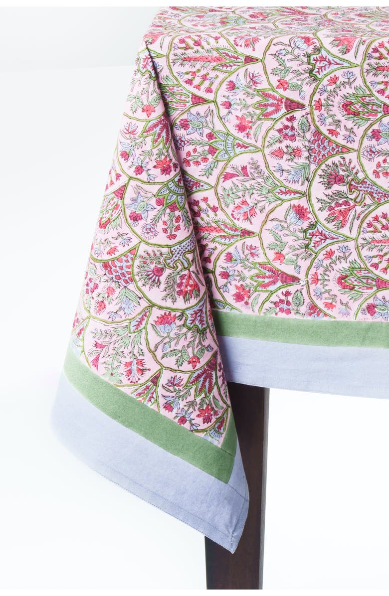 Inner Child Pink Arch Blockprint Tablecloth, Alternate, color, 70X120