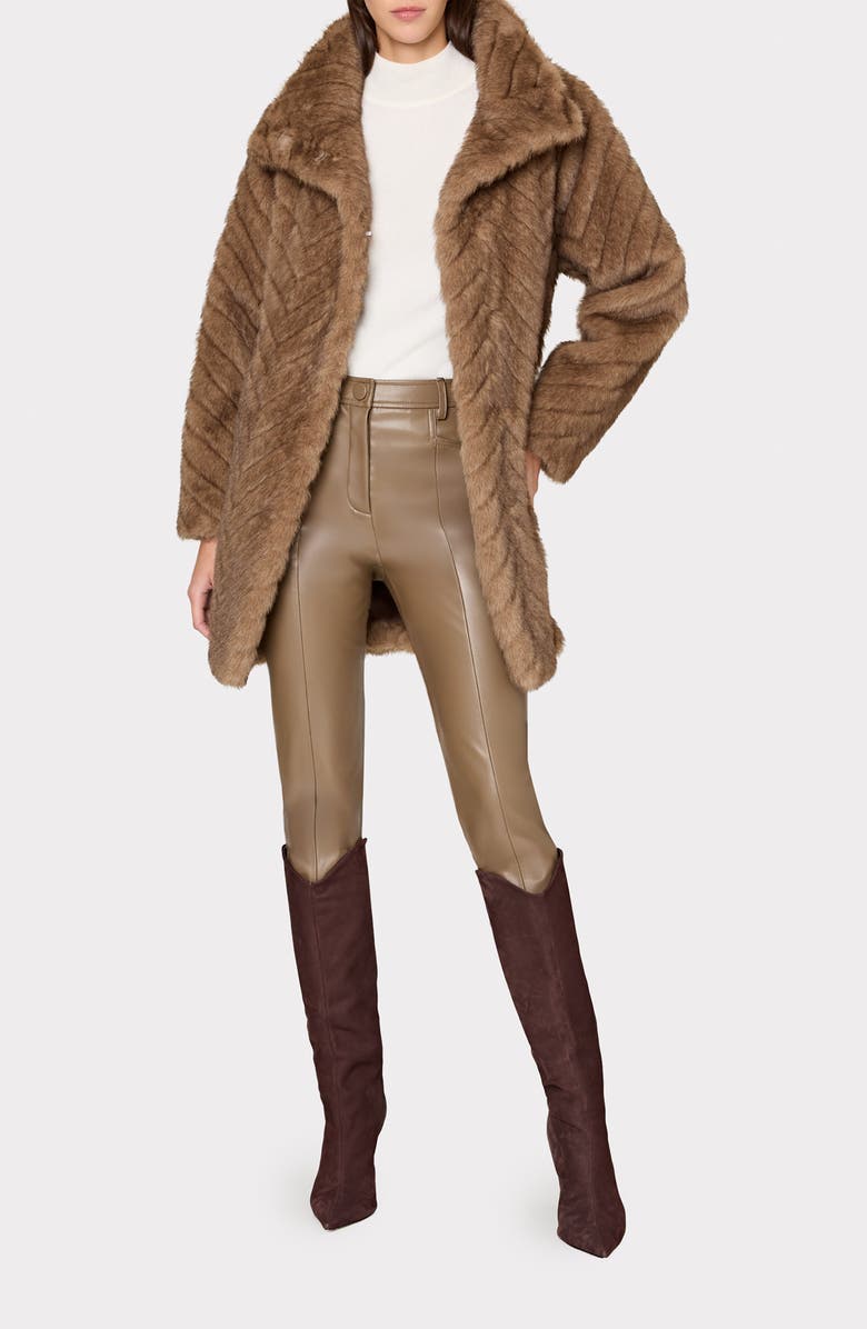 Milly Dayna Chevron Faux Fur Coat, Alternate, color, Brown