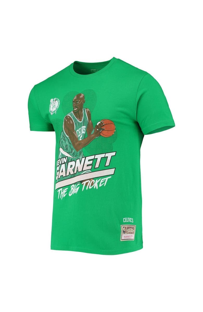 Mitchell & Ness Men's Mitchell & Ness Kevin Garnett Kelly Green Boston Celtics Hardwood Classics The Big Ticket Player T-Shirt, Alternate, color, 