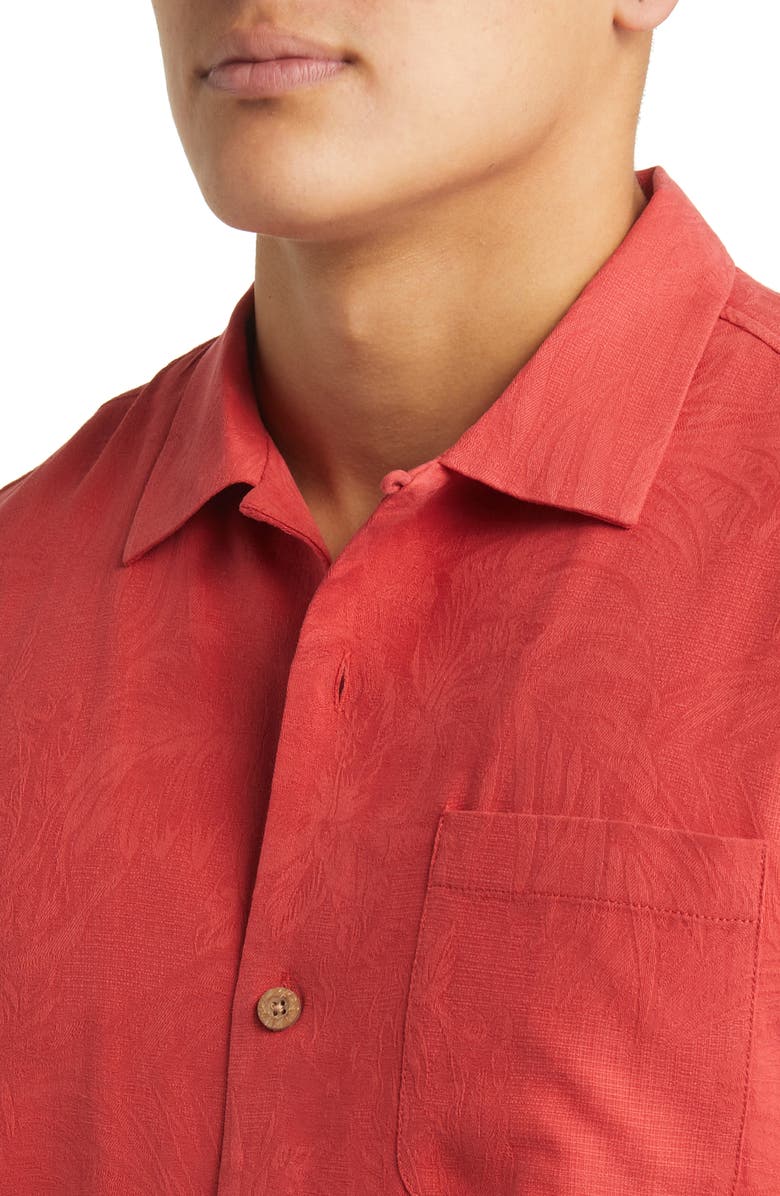 Tommy Bahama Tropic Isle Short Sleeve Button-Up Silk Camp Shirt, Alternate, color, Dk Havana