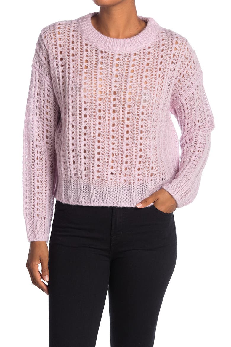 June Wool Blend Pointelle Wool & Cashmere Blend Sweater, Main, color, DUSTY LILAC