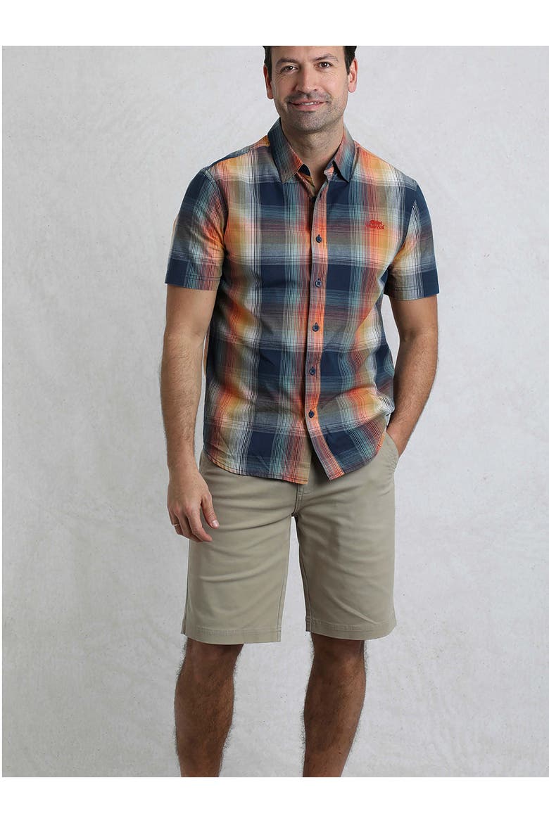 Judd Short Sleeve Check Shirt, Main, color, Ensign Blue
