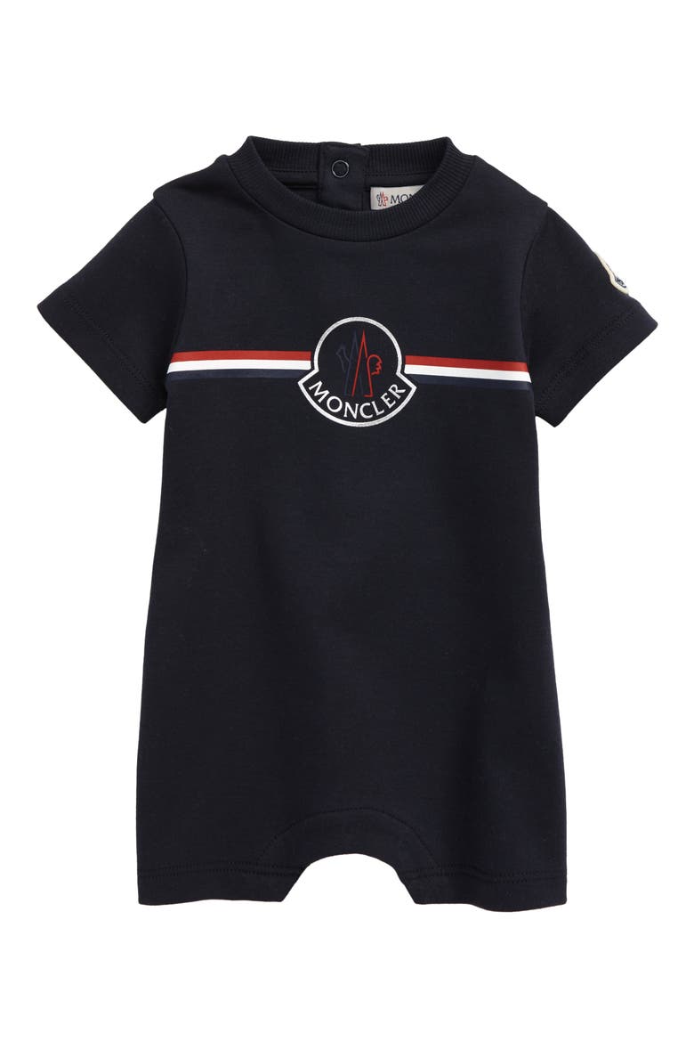 Logo Cotton Romper, Main, color, NAVY