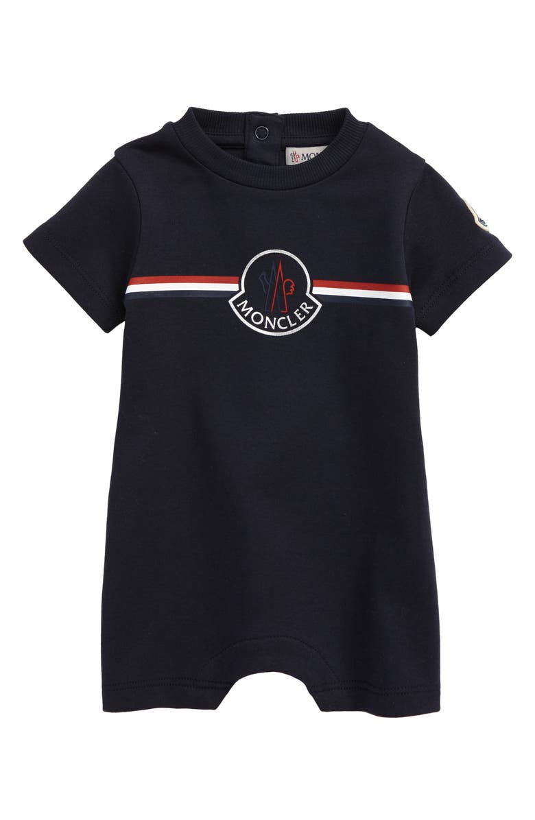Moncler Logo Cotton Romper, Main, color, 