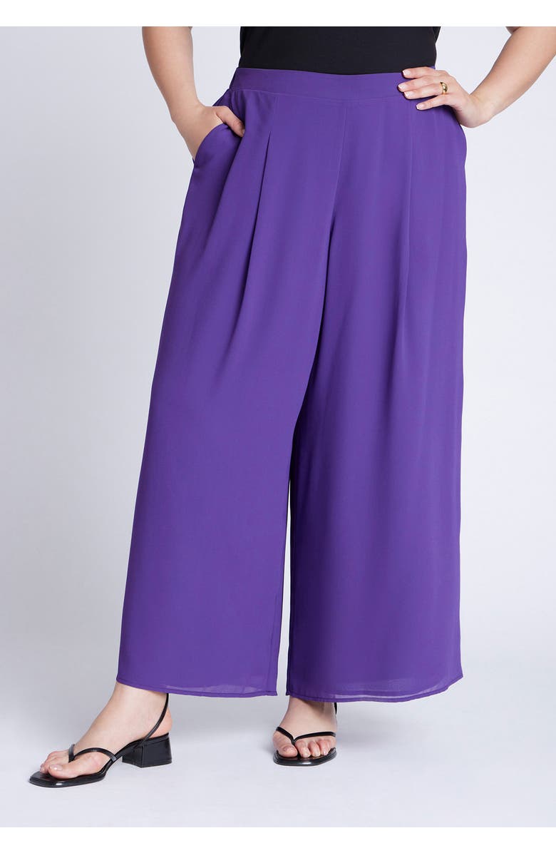 ELOQUII Wide Leg Chiffon Pant, Alternate, color, Cool Purple