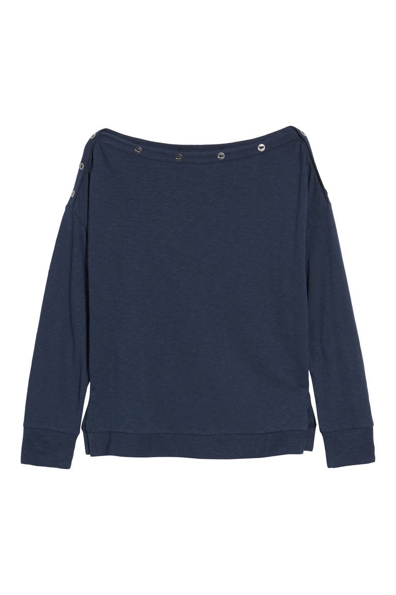 Button Neck Tee, Alternate, color, NAVY INDIGO