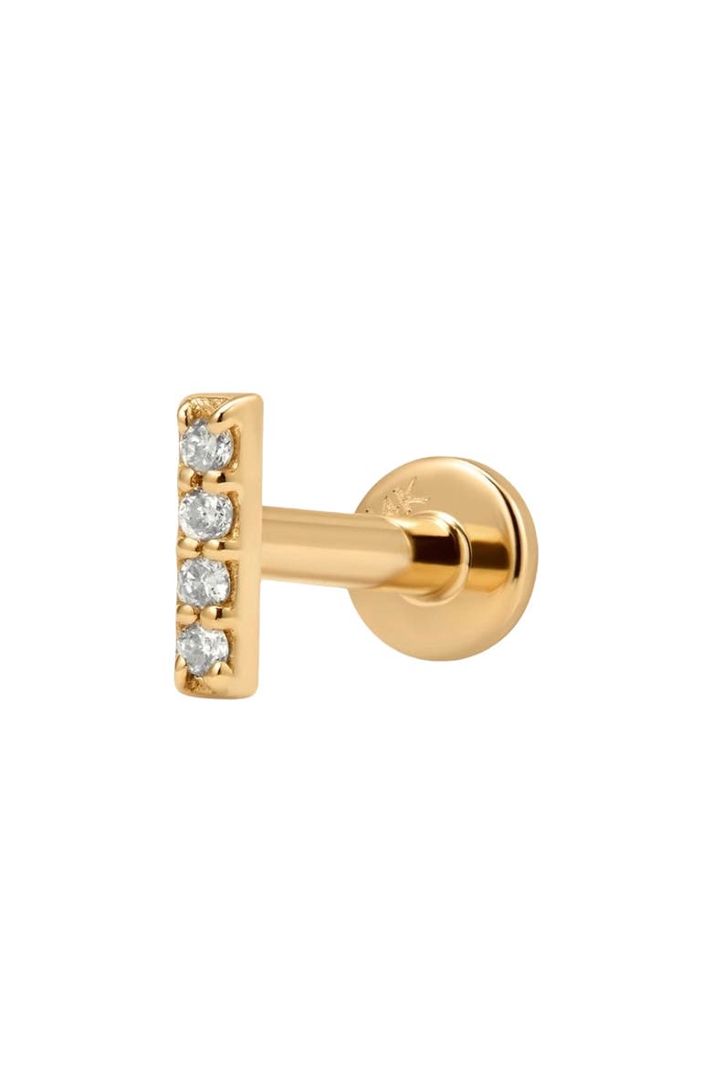 MADE BY MARY 14k Diamond Bar Stud Earring (Flat Back) - Single, Main, color, 14K Solid Gold