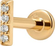 MADE BY MARY 14k Diamond Bar Stud Earring (Flat Back) - Single