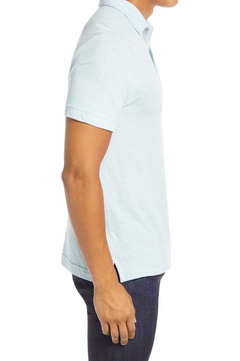 Pinstripe Short Sleeve Polo, Alternate, color, BLUE ORYDALIS WHITE STRIPE