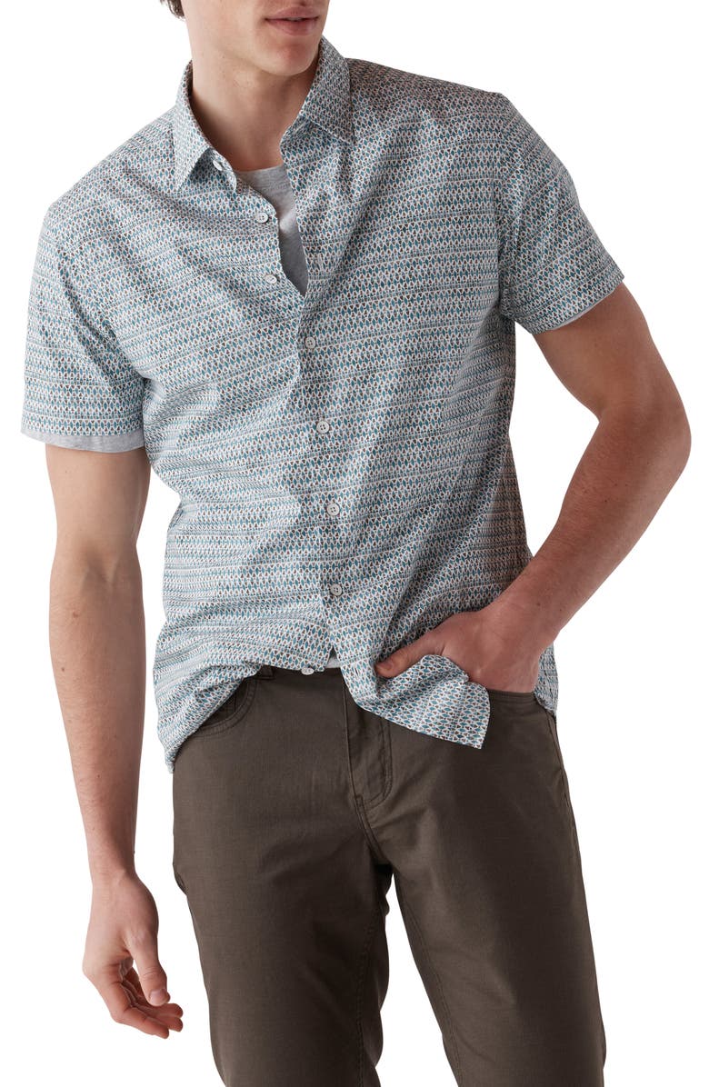 Rodd & Gunn Kirkwood Sports Fit Geo Print Short Sleeve Button-Up Shirt, Main, color,