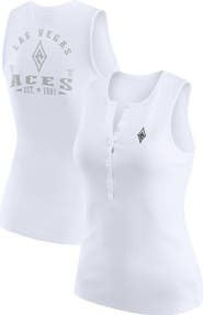 WEAR by Erin Andrews Women's WEAR by Erin Andrews White Las Vegas Aces Rib-Knit Henley Tank Top