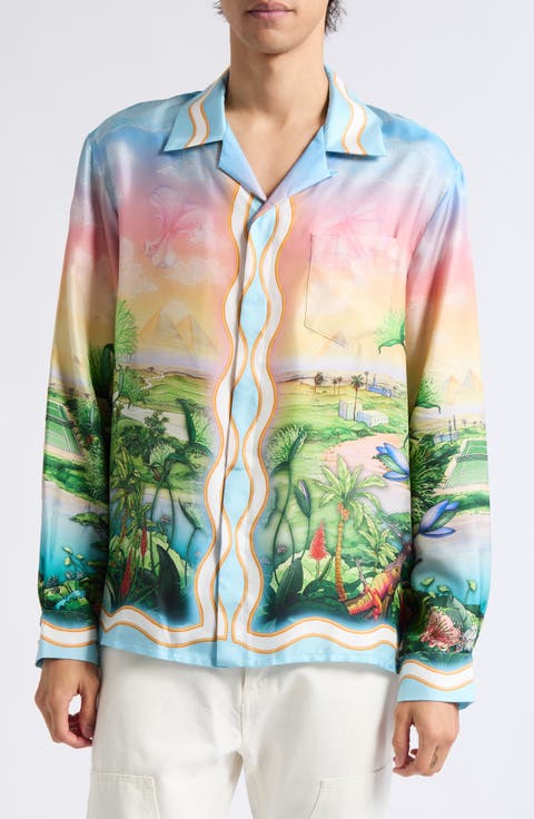 Tennis Club Long Sleeve Silk Twill Camp Shirt