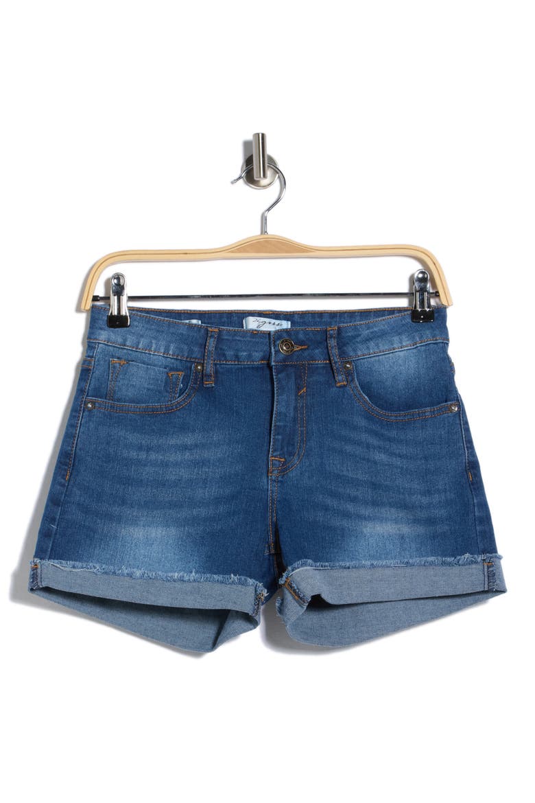 Mid Rise Cuffed Denim Shorts, Alternate, color, MEDIUM WASH