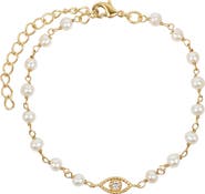 Karma and Luck Dreamlike Protection - Pearl Evil Eye Charm Bracelet