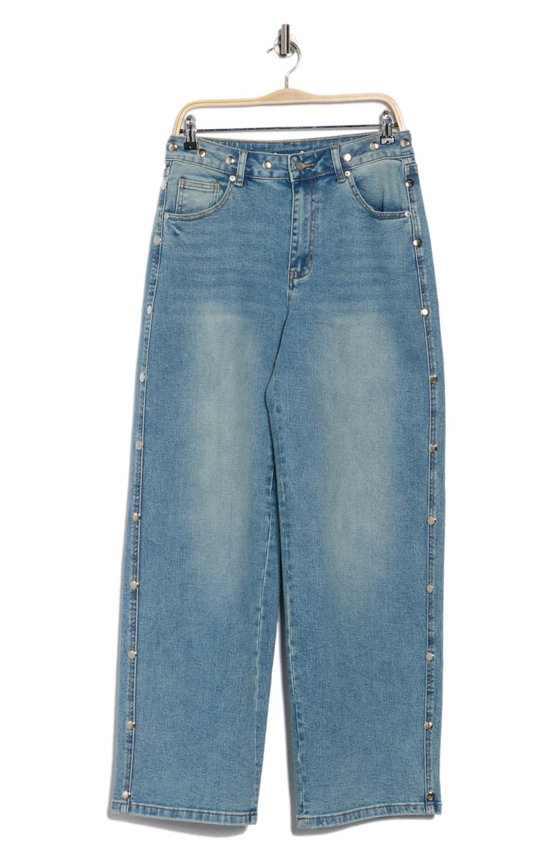 Avec Les Filles Studded Mid Rise Jeans, Alternate, color, 