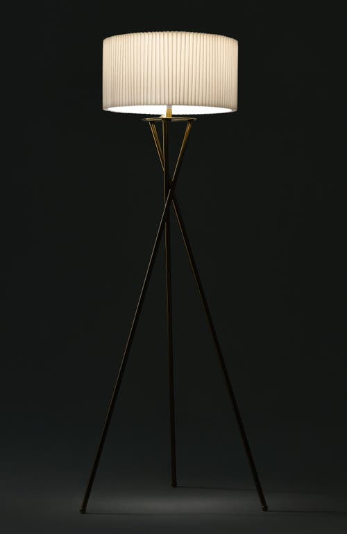 Brightech Jaxon Pleated 60' Smart Home Compatible Led Twisted Tripod Floor Lamp In Polished Gold