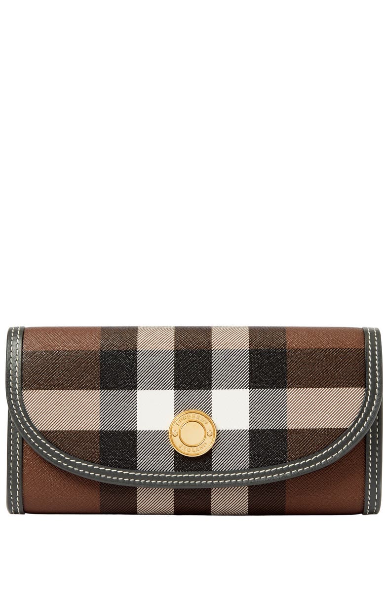 Burberry Check Continental Wallet, Main, color, Dark Birch Brown