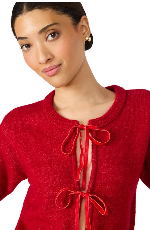 Steve Madden Sereia Tie Front Crop Cardigan In Red