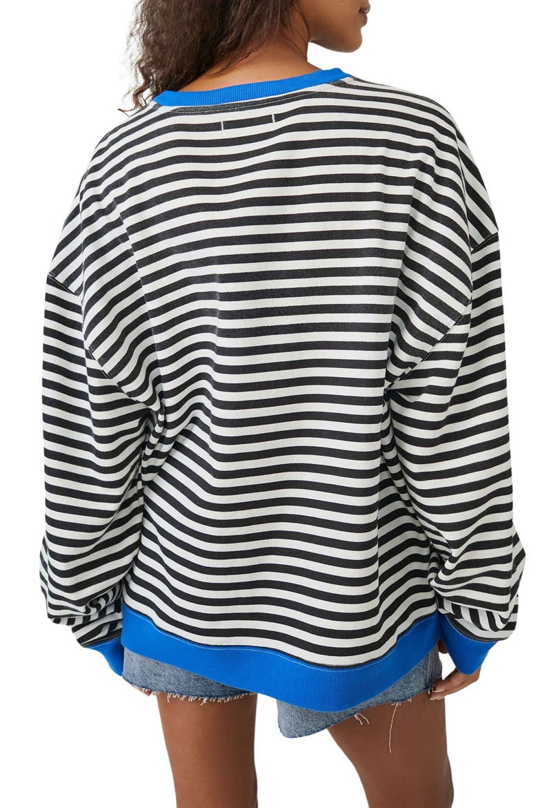 Oversize Stripe Sweatshirt, Alternate, color, BLACK COMBO