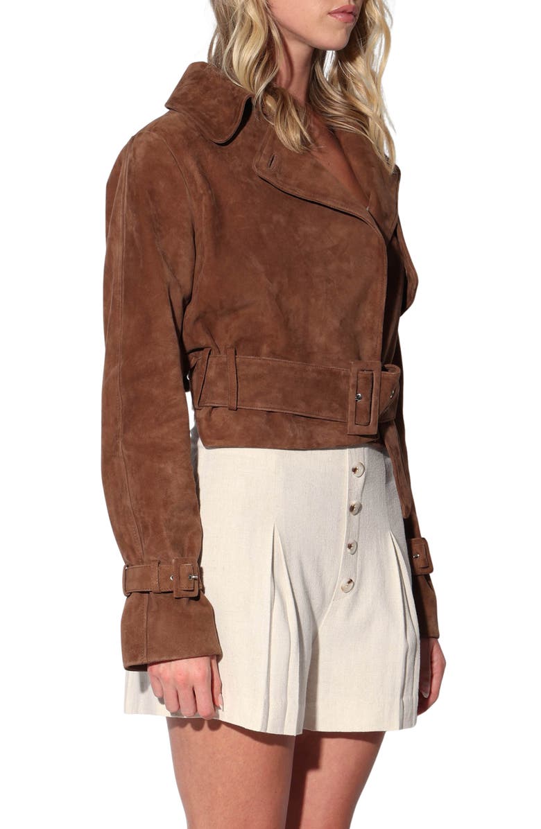 Walter Baker Rexa Suede Short Trench Jacket, Alternate, color, Chestnut Suede