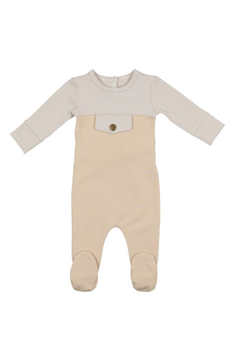 Snap Pocket Cotton Blend Footie (Baby)