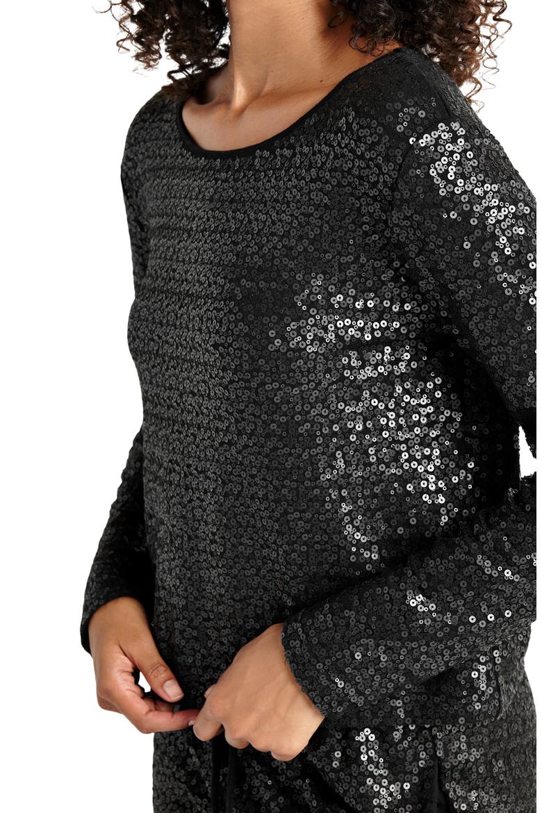 Tavi Sequin Long Sleeve Top, Alternate, color, BLACK