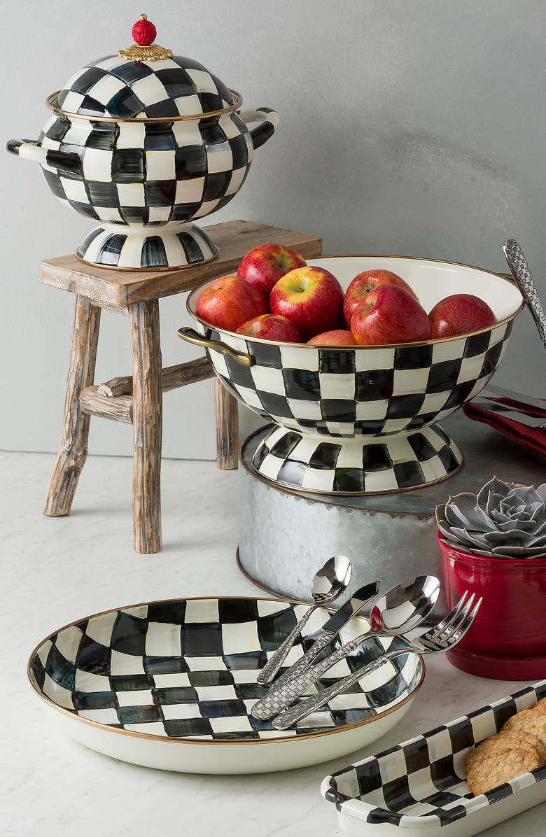 MACKENZIE CHILDS Courtly Check Enameled Steel Abundant Bowl, Alternate, color, Black/ White