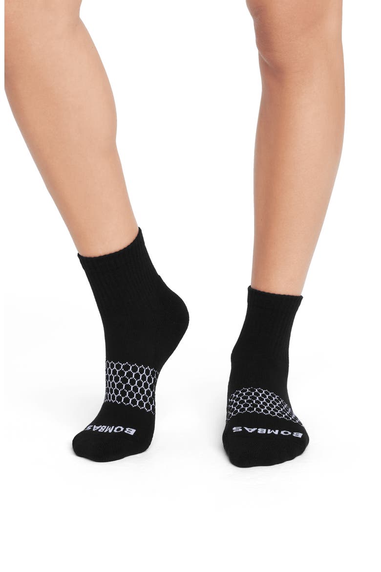 Solids Quarter Socks, Alternate, color, BLACK