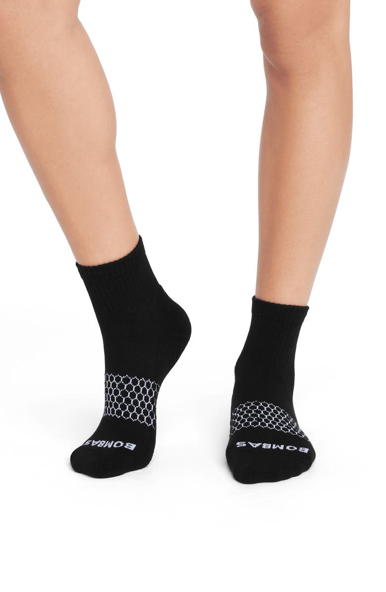 Bombas Solids Quarter Socks, Alternate, color, Black