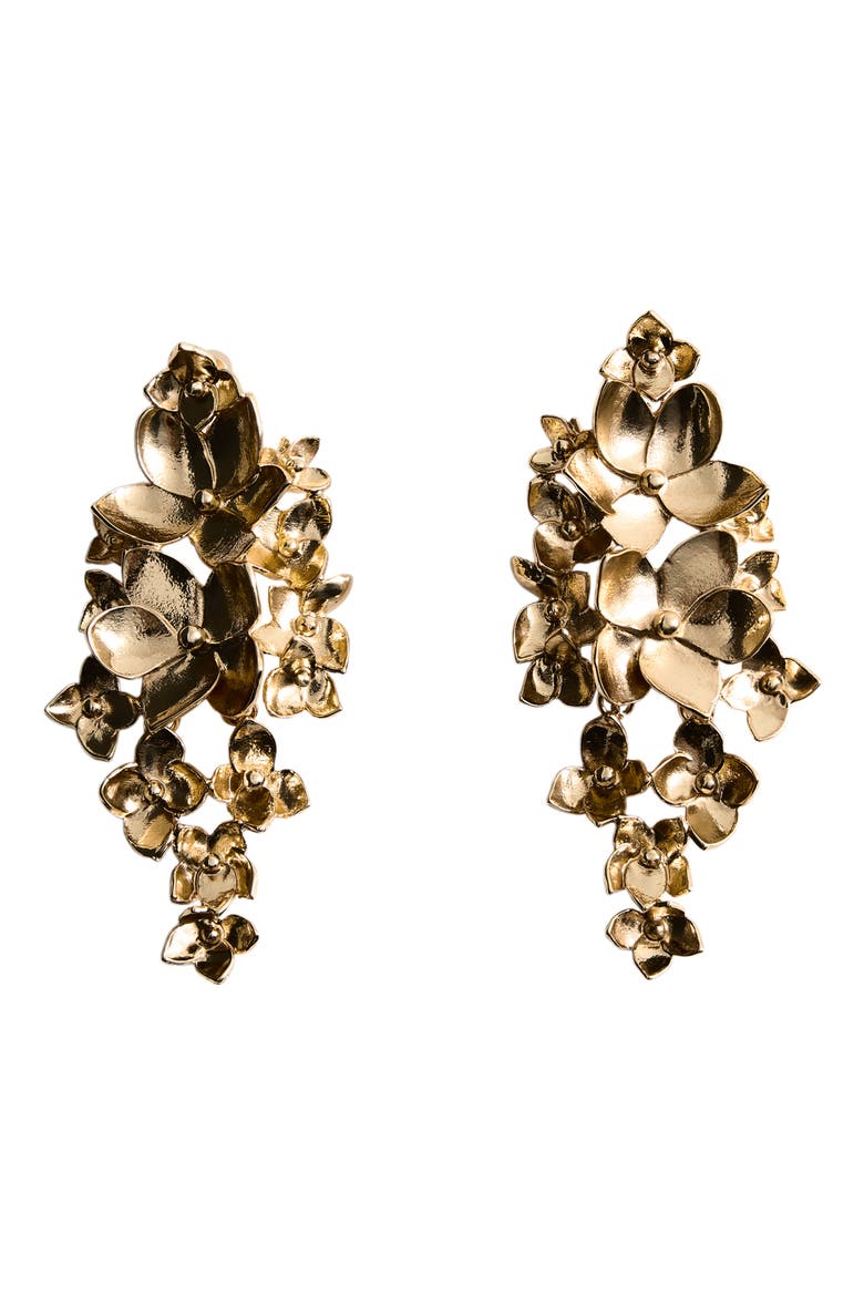 Flower Pendant Drop Earrings, Main, color, GOLD