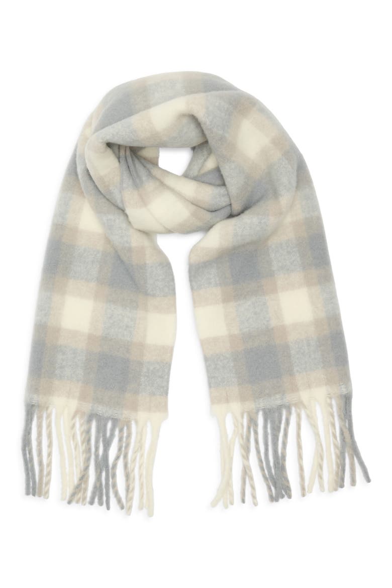 Wool & Alpaca Blend Fringe Scarf, Alternate, color, GREY- TAN