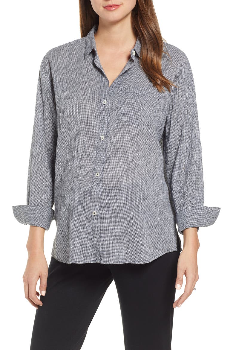 Boyfriend Shirt, Main, color, NAVY GINGHAM