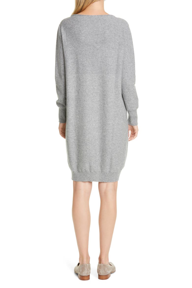 Beaded Pocket Long Sleeve Wool, Silk & Cashmere Sweater Dress, Alternate, color, GREY