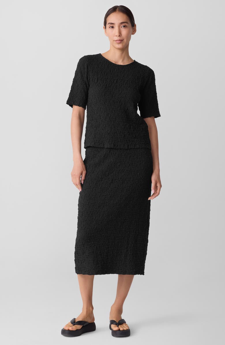 Eileen Fisher Crewneck Textured T-Shirt, Alternate, color, Black