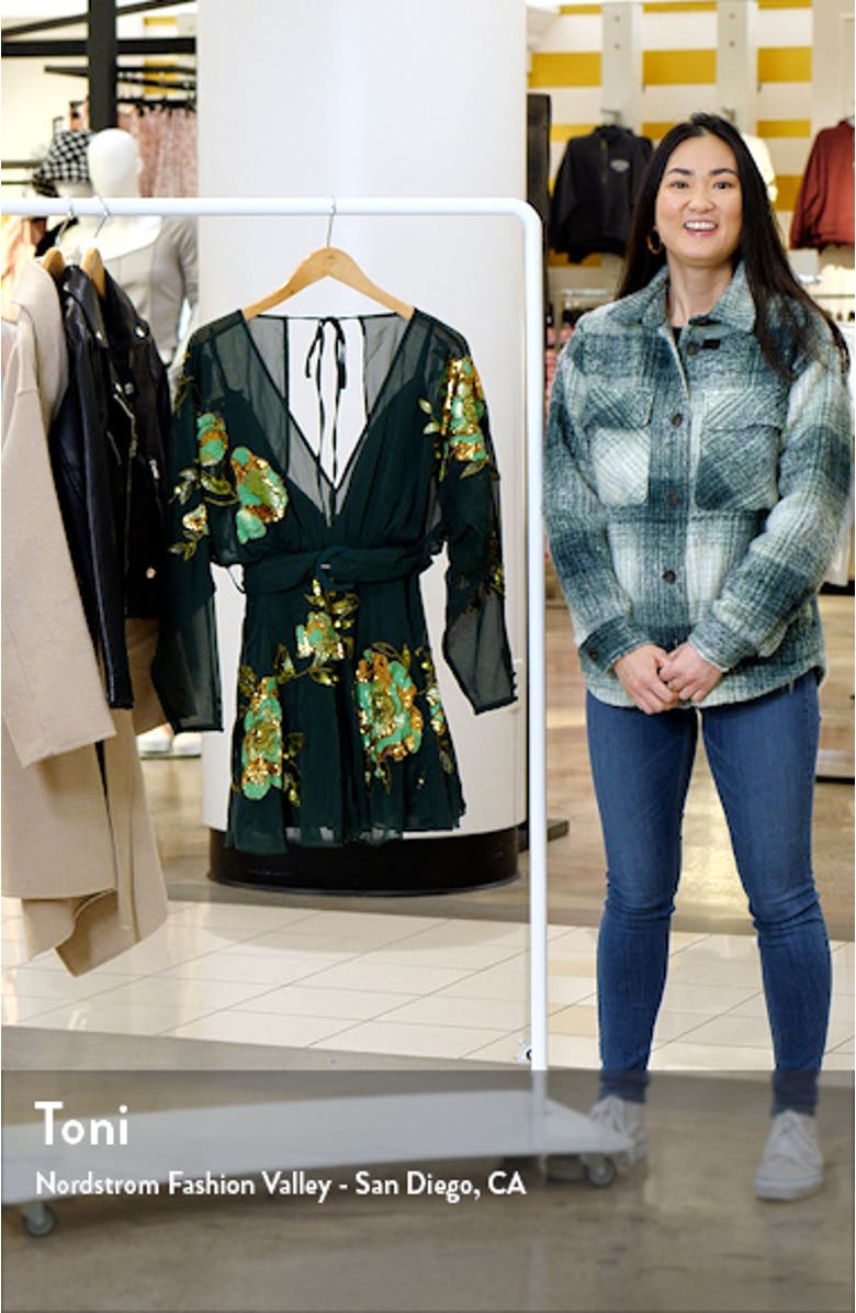 Sequin Embroidered Semisheer Long Sleeve Minidress, sales video thumbnail