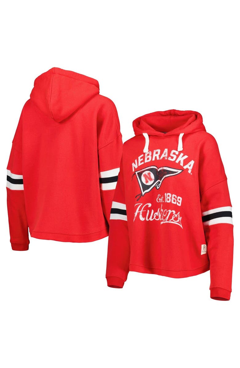 PRESSBOX Women's Pressbox Scarlet Nebraska Huskers Super Pennant Pullover Hoodie, Main, color, Scarlet