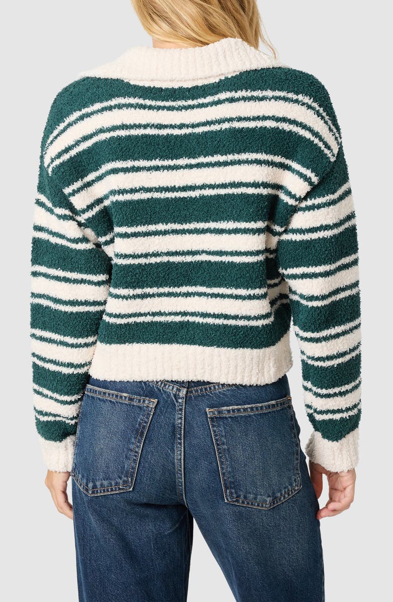 Lush Stripe Johnny Collar Crop Sweater, Alternate, color, Green Ivory