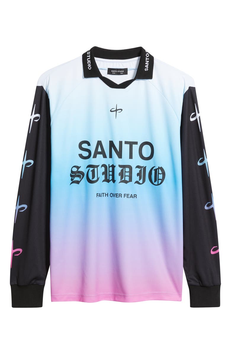 SANTO STUDIO Faith Over Fear Graphic Jersey Polo, Alternate, color, Baby Blue