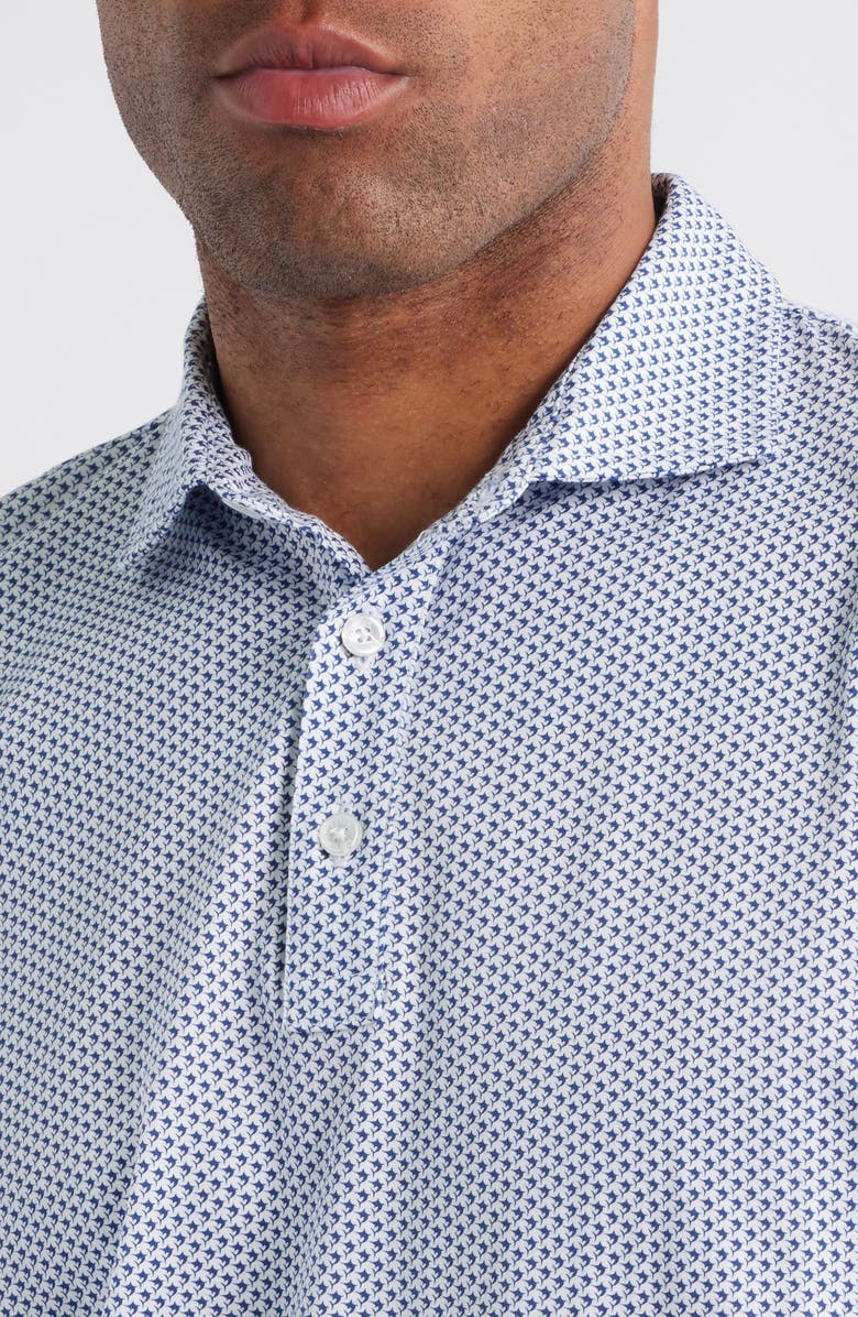 Peter Millar Crown Comfort Marlin Print Pima Cotton Polo, Alternate, color, Atlantic Blue