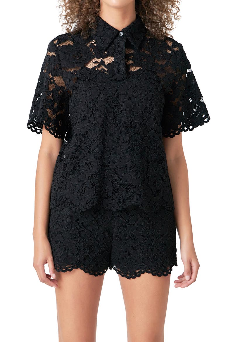 Lace Shirt, Alternate, color, BLACK