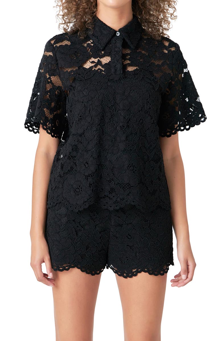 Endless Rose Lace Shirt, Alternate, color, Black