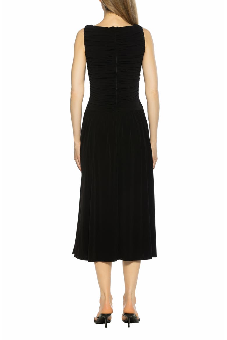 Lumi Portrait Midi Dress, Alternate, color, BLACK