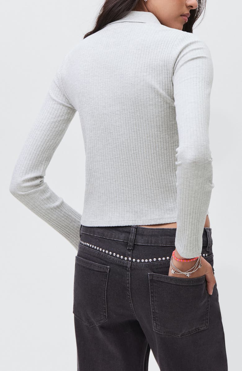 MANGO TEEN Cotton Rib Polo, Alternate, color, Medium Heather Grey