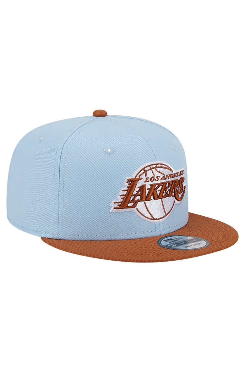 New Era Men's New Era Light Blue/Brown Los Angeles Lakers 2-Tone Color Pack 9FIFTY Snapback Hat, Alternate, color,