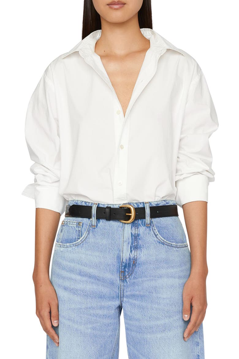 The Oversize Organic Cotton Button-Up Shirt, Main, color, BLANC