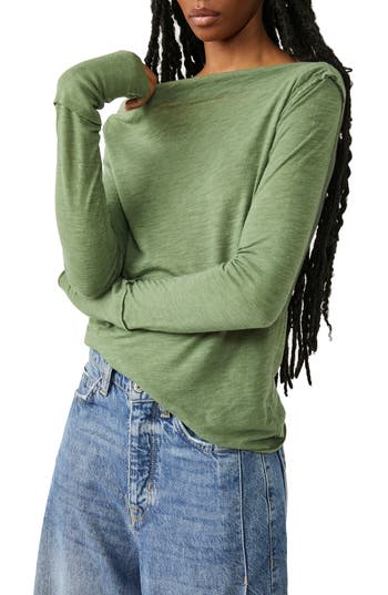 Free People Kimmi Cotton Blend Top In Green Bee