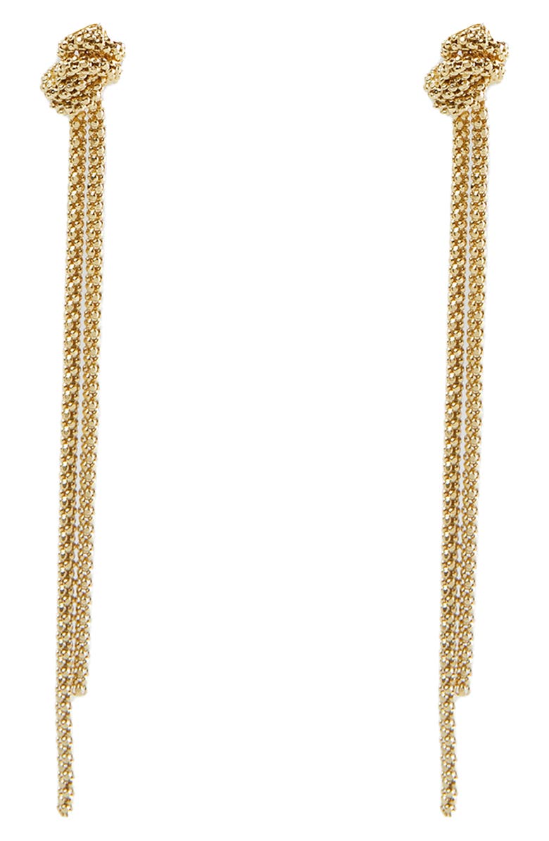 Argento Vivo Sterling Silver Knot Linear Earrings, Main, color, Gold